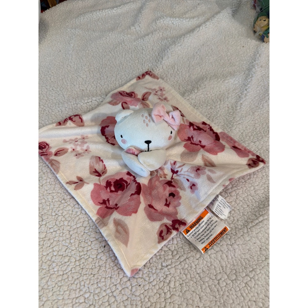 Modern Moments by Gerber Baby Bear Security Blanket Pink Floral Rose Lovey Plush